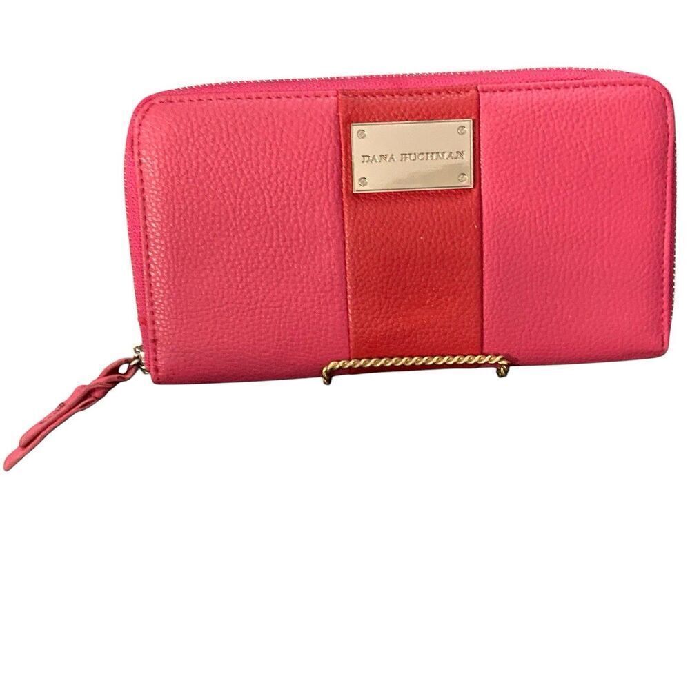 Dana Buchman Large Zip Around Clutch Wallet Pink and Red Zebra Interior